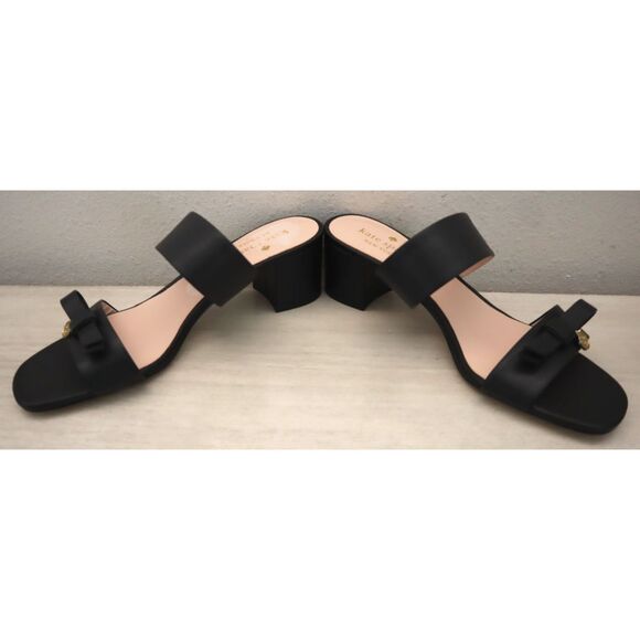 Kate Spade Women's Sz 7.5B Black Helena Two Band Bow Sandals w/Charms - Picture 15 of 16
